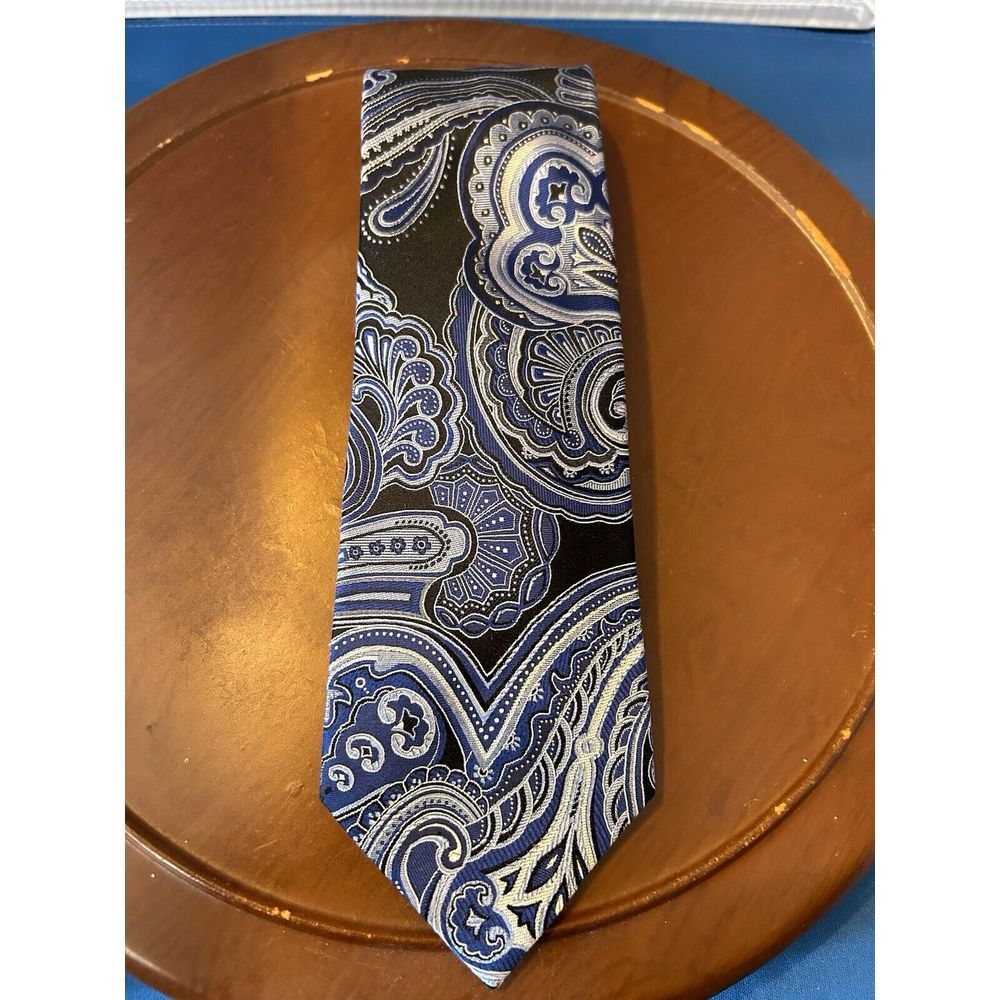 Geoffrey Beene Blue Men's 100%‎ Silk Tie Paisley Necktie